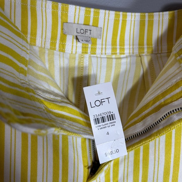 LOFT Striped Mini Skirt Pockets Casual Everyday Yellow White Size 4 - Picture 5 of 6